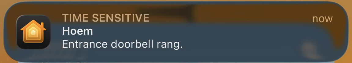 Screenshot of the "doorbell rang" notification on iOS